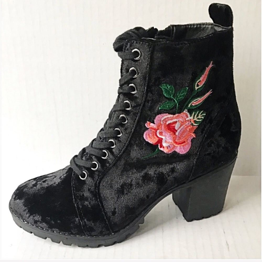 RESTOCKED Cutest Crushed Velvet Floral Bootie sold - Picture 5 of 5